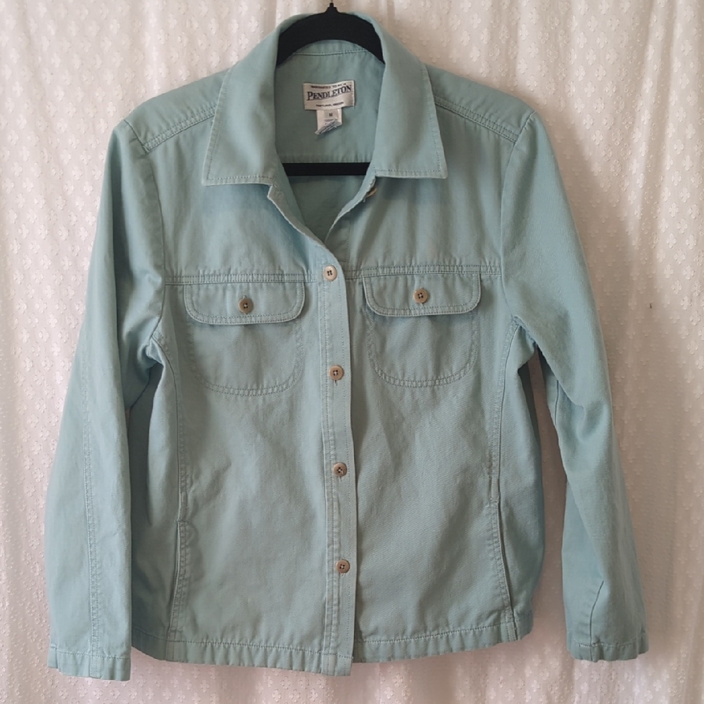 Pendleton Women's Chore Jacket Shacket Robins Egg Blue, Med